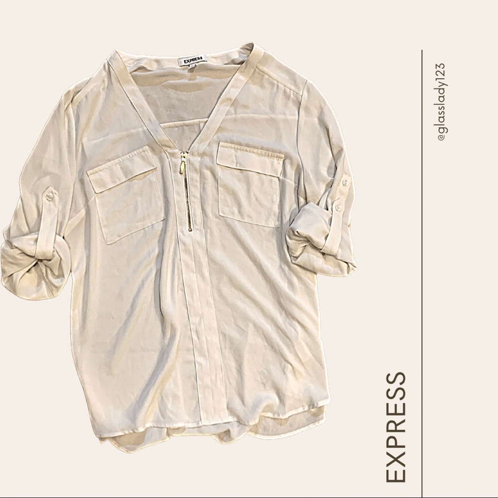EXPRESS BASICS QUARTER ZIP BLOUSE SIZE L